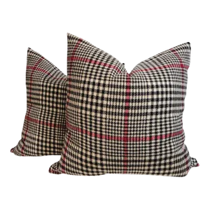 Pair of Plaid Hounds Tooth Pillows