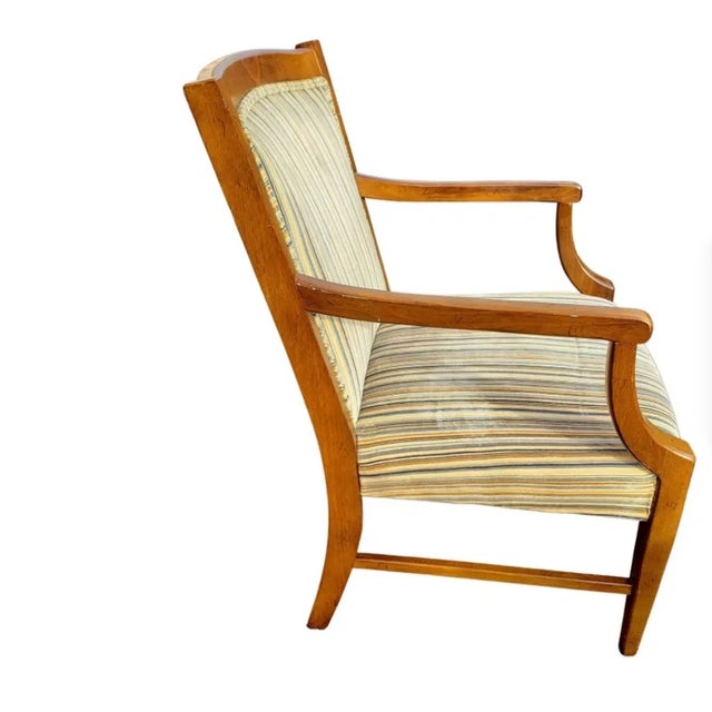 1970s Stateville & Ross Upholstered Maple Armchairs, Circa 1970s - a Pair For Sale - Image 5 of 11
