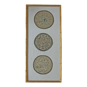 Antique Framed Chinese Qing Dynasty Embroidered Silk Rondels