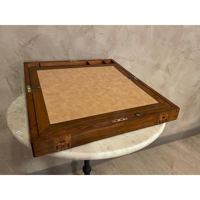 19th Century French Writing Box in Walnut and Brass For Sale - Image 4 of 16