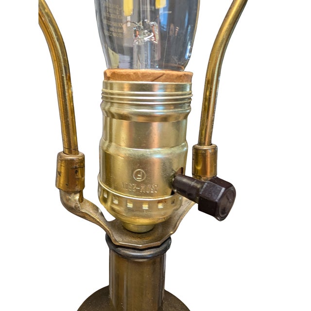 Vintage Brass & Wood Table Lamp, Urn Body, Shell Motif Base, No Shade For Sale - Image 9 of 11