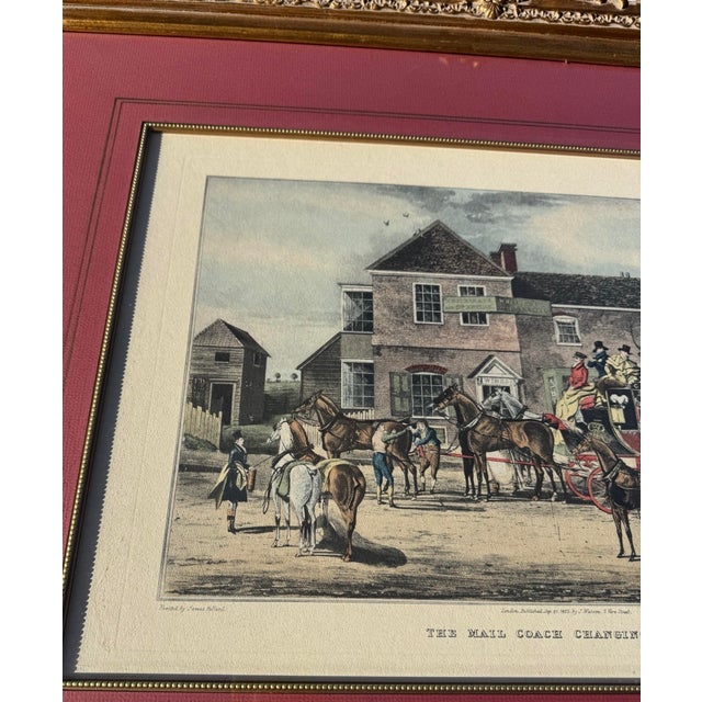 Early 19th Century The Mail Coach Changing Horses, Originally Painted by James Pollard and Engraved by G. Reeves or R. Havell. For Sale - Image 10 of 14