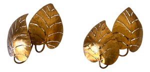 Large Mid-Century Double Leaves Monstera Sconces by Hans Kögl, 1970s, Set of 2