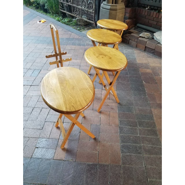 Arts & Crafts 1990s Set of 4 Oakwood Stacked Side Table For Sale - Image 3 of 8