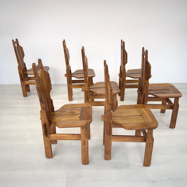 Italian Brutalist Dining Chairs - Set of 7 For Sale In New York - Image 6 of 15