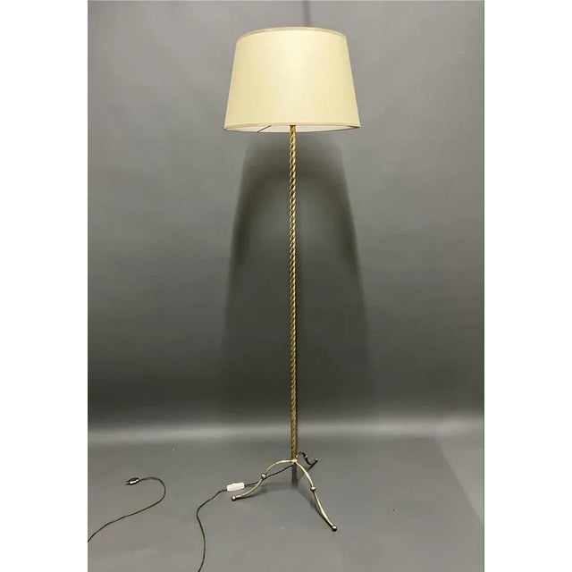 Gold Vintage Brass Floor Lamp, 1950s For Sale - Image 8 of 8