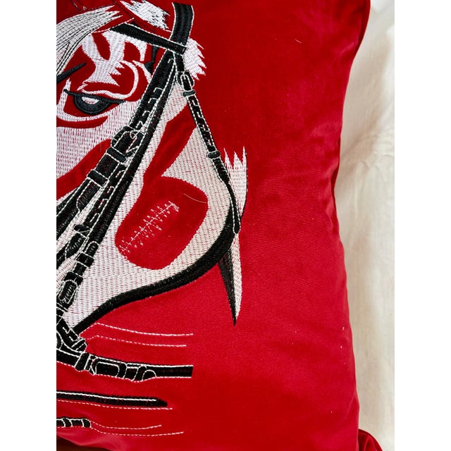 16" Square Decorative Throw Pillow Embellished With a Majestic Horse With Bridle Stitched in Silver and Black - Made in the U K For Sale - Image 4 of 11