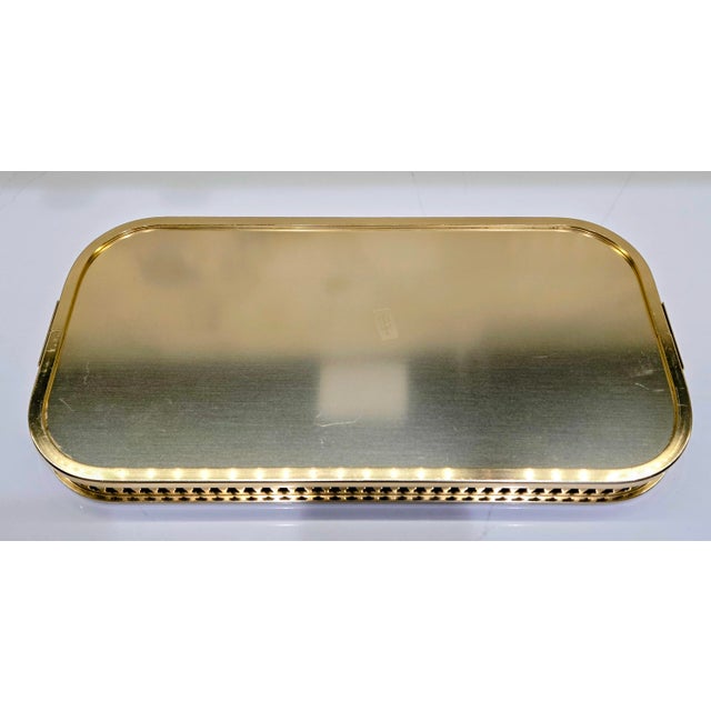 Metal Vintage Carole Stupell Collection Gold-Tone Pierced Gallery Serving Tray, Hollywood Regency For Sale - Image 7 of 9