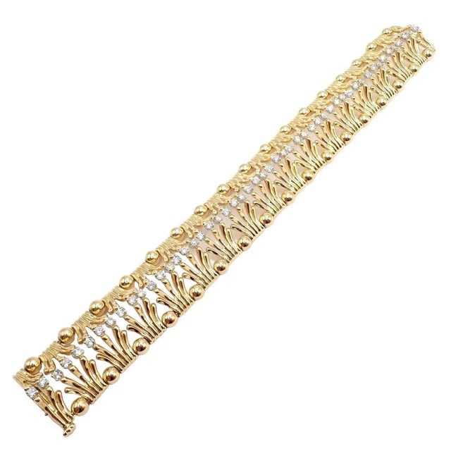 Tiffany & Co. Jean Schlumberger Diamond Yellow Gold and Platinum Hands Bracelet For Sale - Image 10 of 12