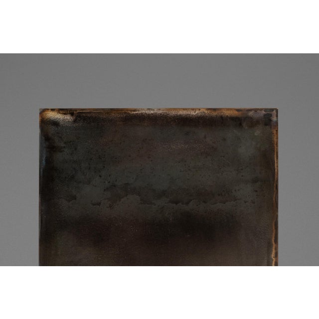 Set of Two (2) Mid-Century Modern Industrial Brutalist Cubes / End Tables / Pedestals in Patinaed Metal, Usa, C. 1970s For Sale - Image 15 of 17