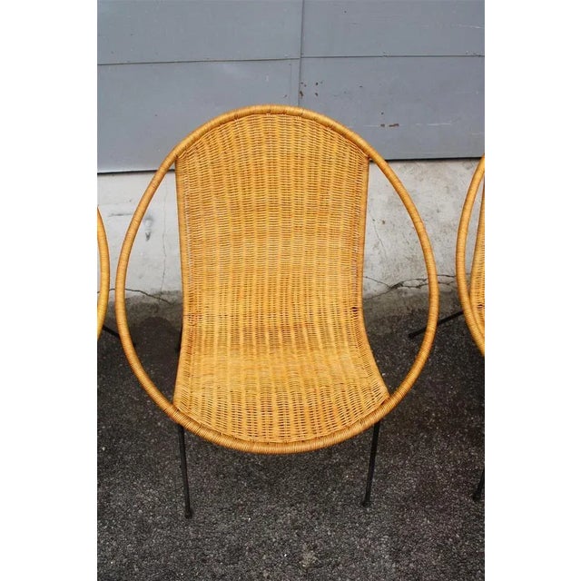 Mid-Century Modern Garden Armchairs in Midollin & Metal Campo & Graffi Design attributed to Campo E Graffi, 1960s, Set of 4 For Sale - Image 3 of 12