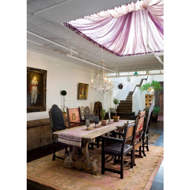 16th Century Pair of Antique 1500 Spanish Velvet Side Chairs With Family Crest For Sale - Image 4 of 6