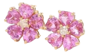 3.64 Cts Natural pink sapphire earrings in 14k gold