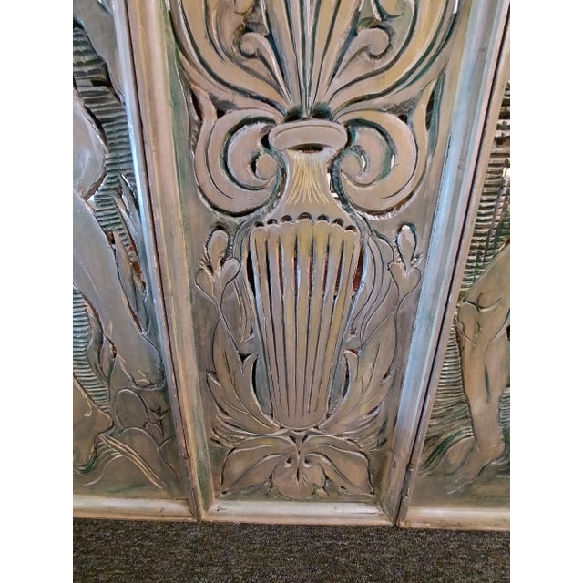 1960s Robert Lohman Art Deco Carved Masonite Adam and Eve 3-Panel Floor Screen For Sale - Image 4 of 10