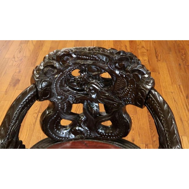 Late 19th Century Antique Late 19th Century Meiji Japanese Dragon Carved Chair For Sale - Image 5 of 10