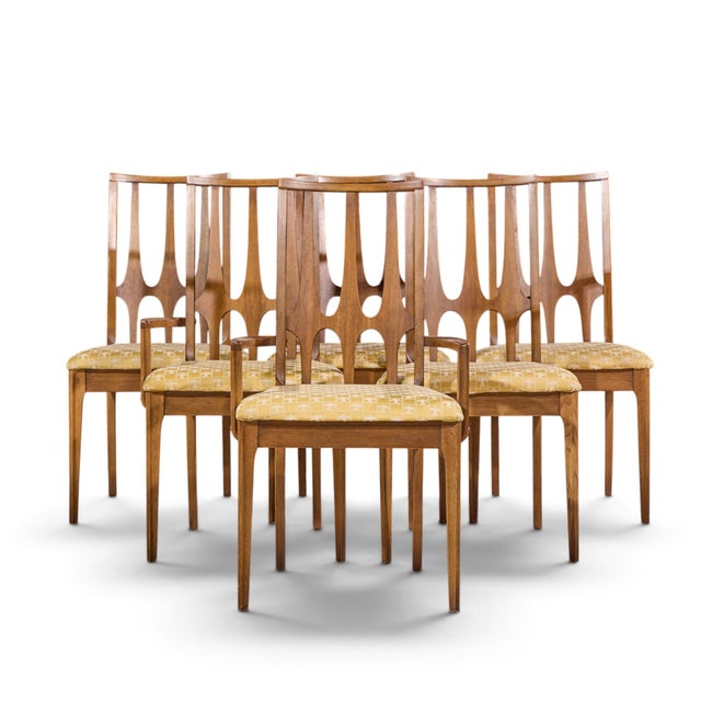 Broyhill Brasilia Mid Century Walnut Dining Chairs - Set of 6 Each armless chair measures: 20.25 wide x 22.5 deep x 38...