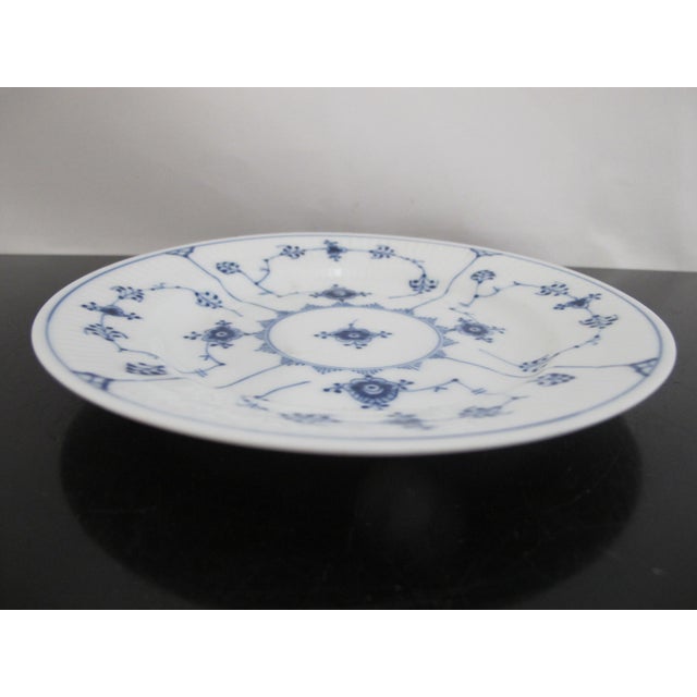 Early 20th Century Royal Copenhagen 180 Denmark Plain Blue Fluted 6 3/4" Dessert Plate Dish Pair For Sale - Image 5 of 6