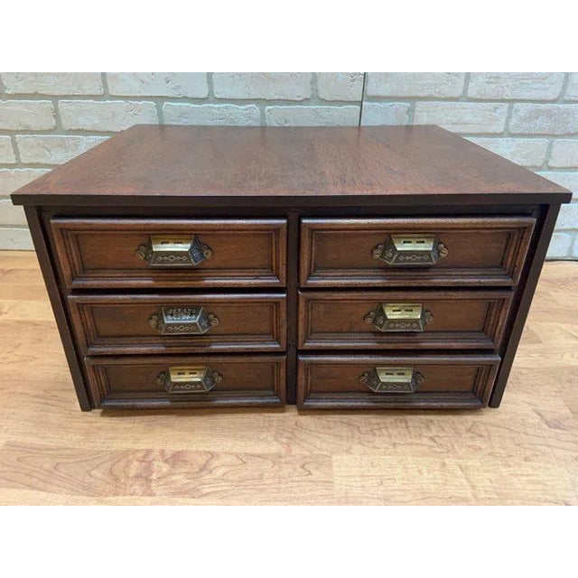 Late 19th Century Antique Campaign Style Desk Top File Chest Cabinet For Sale - Image 5 of 6