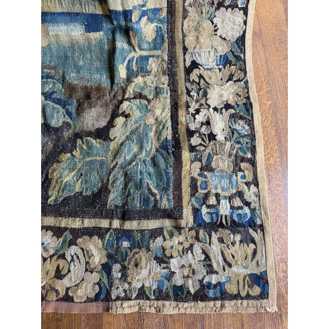 Blue French Antique Tapestry With Border For Sale - Image 8 of 8