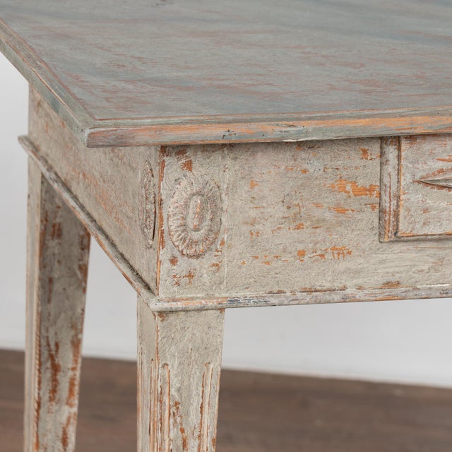 Gray 19th Century Swedish Gustavian Painted Pine Side Table With Single Drawer For Sale - Image 8 of 13
