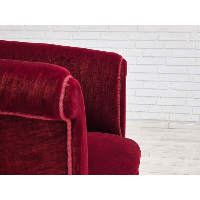 Danish Lounge Chair in Velour & Beech, 1950s For Sale - Image 11 of 18