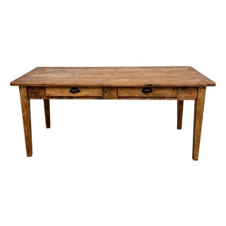 Vintage Farmhouse Table in Light Pine, 1950s For Sale