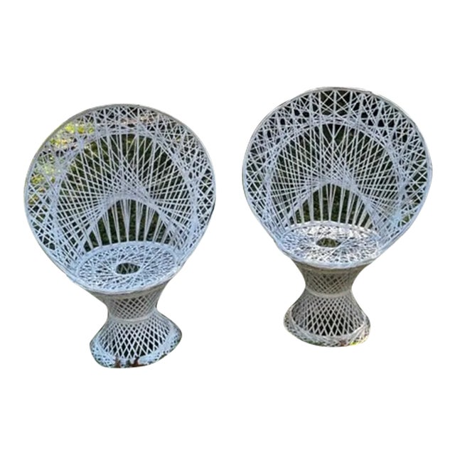 Russell Woodard MCM Spun Fiberglass Peacock Chairs - A Pair For Sale