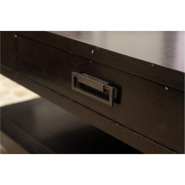 2000 - 2009 Kravet Black Square Bi-Level Coffee Table With Two Storage Drawers For Sale - Image 5 of 12