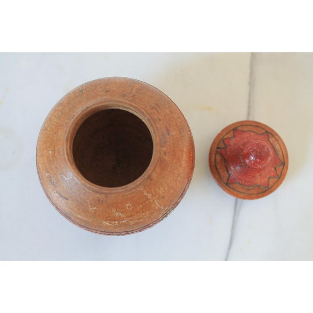 Vintage Hand-Painted Wooden Lidded Jar For Sale - Image 9 of 9