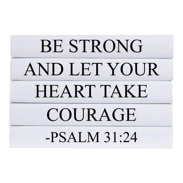 Decorative Books - Quote Book Stack - "Be Strong" For Sale