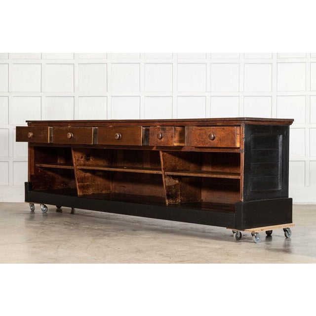 English Ebonised Pine Haberdashery Shop Counter with Walnut Top, 1880s For Sale - Image 6 of 18