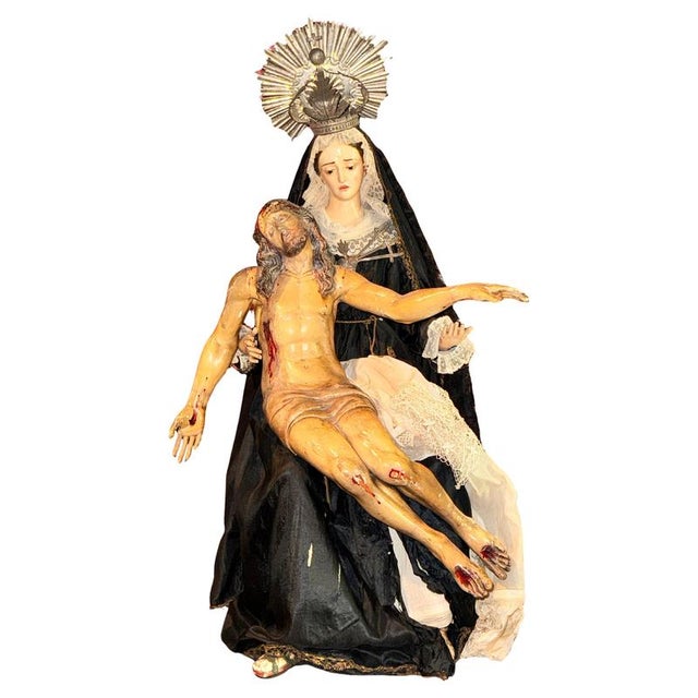 Recumbent Christ and Our Lady of Sorrows, 17th Century and 19th Century For Sale - Image 9 of 9