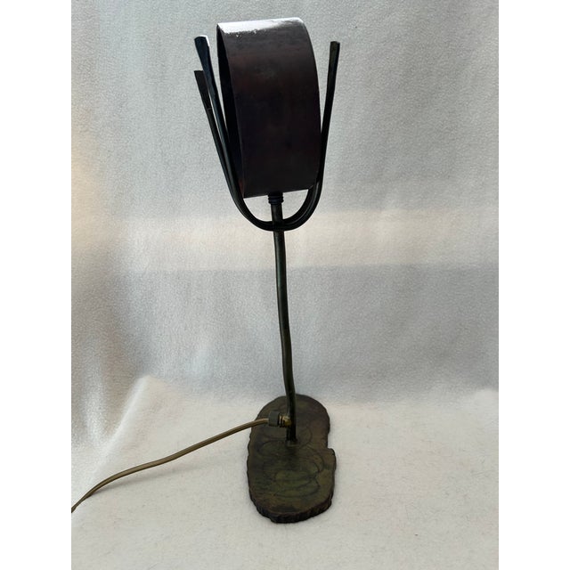 Antique Bronze Industrial Brutalist Sculptural Table Lamp For Sale - Image 4 of 10