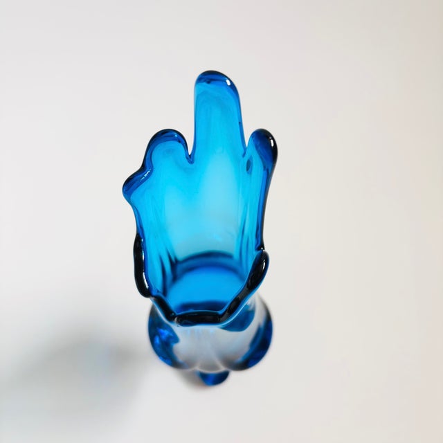 Blue MCM Viking Epic Bluenique Swung Glass Vase For Sale - Image 8 of 9