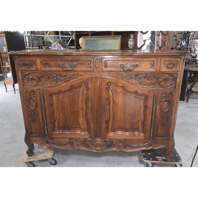Wood Louis XV Provencal Buffet in Carved Walnut, 1800s For Sale - Image 7 of 8