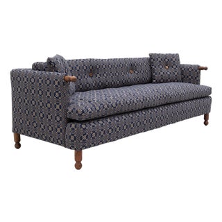 BDDW Palfrey Sofa With Walnut Arms, Feet, and Button Detail For Sale