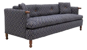 BDDW Palfrey Sofa With Walnut Arms, Feet, and Button Detail