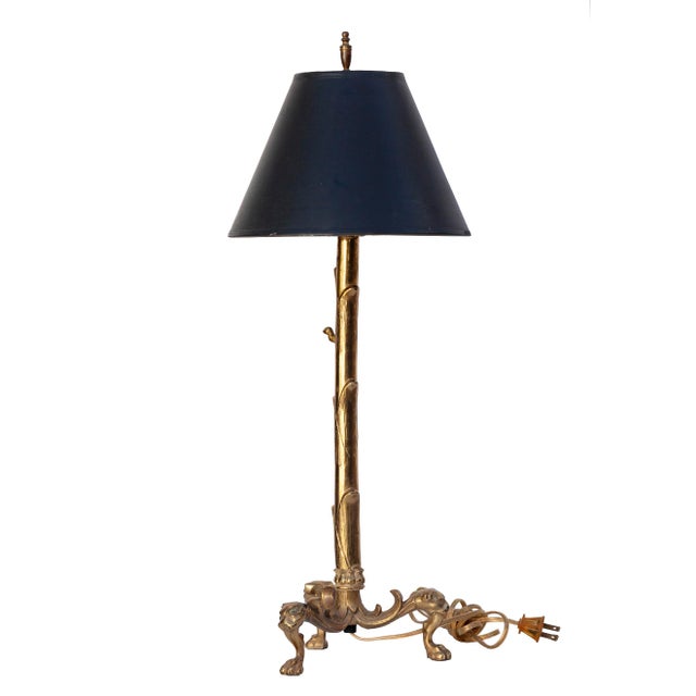 Early 20th Century Converted Brass Andiron Candlestick Lamp on Tripod Base For Sale - Image 4 of 10