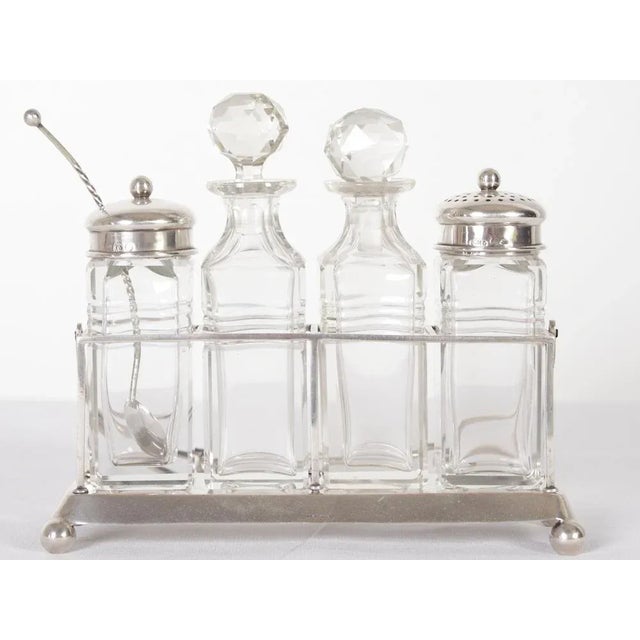 Silver Salt, Pepper, Oil and Vinegar Table Set from Seybold & Hirschhauer, 1910s, Set of 4 For Sale - Image 3 of 12