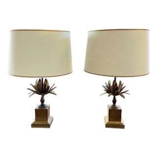 Maison Charles Style Agave Table Lamps, 1960s, Set of 2 For Sale
