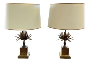 Maison Charles Style Agave Table Lamps, 1960s, Set of 2