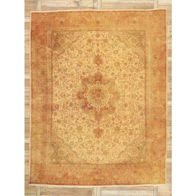 Brick Red Vintage Persian Tabriz Rug - 09'08 X 12'07 For Sale - Image 8 of 9