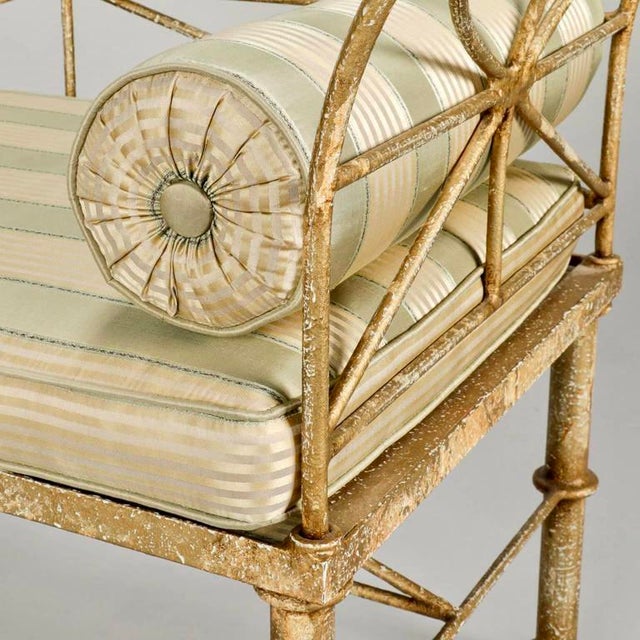 Mid Century Iron Frame Settee with Cushion Chairish