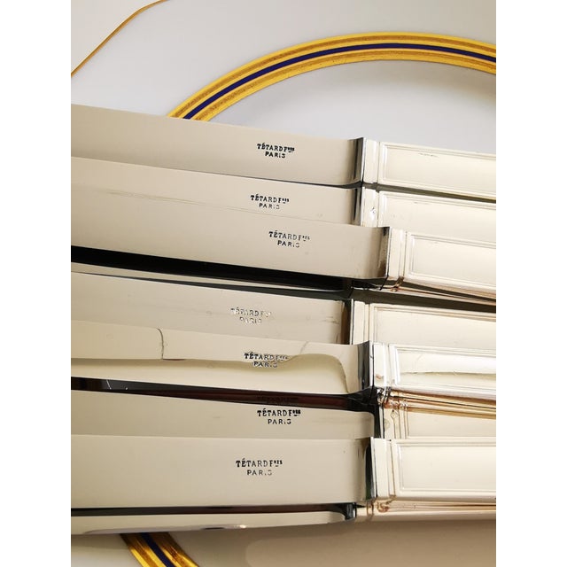 Superb set of 9 dessert knives by tétard circa 1920 art deco design, likely by valéry bizouard (1875-1945) sterling silver...