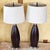 Pair of Contemporary Espresso Wood Hourglass Lamps With Brushed Nickel Accents and Linen Shades For Sale - Image 17 of 18