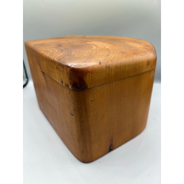 Brown Mid 20th Century Live Edge Cedar Wood Stash Mystery Jewelry Suggestive Box For Sale - Image 8 of 10
