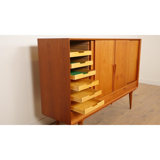 Vintage Danish Teak Highboard by Gunni Oman for Omann Jun Mobelfabrik For Sale - Image 6 of 17