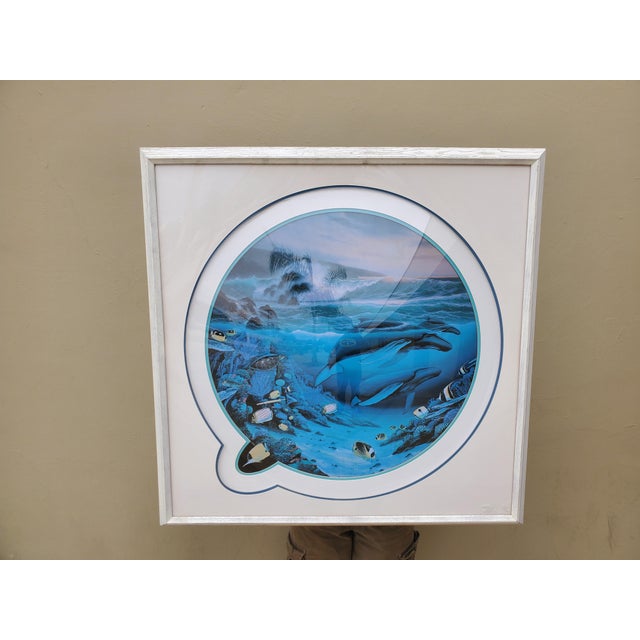 Vintage 1992 limited edition print by conservation artist Robert Wyland and Roy Tabora. The piece is signed by Roy Tabora...