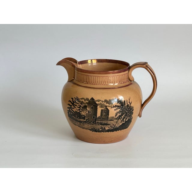 English Early 19th Century English Sunderland Lustreware Landscape Pitcher For Sale - Image 3 of 11