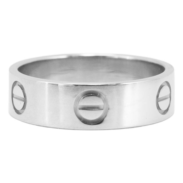 Cartier Love Classic Model 18k White Gold 5.5mm Wedding Band Ring, Size 7 For Sale
